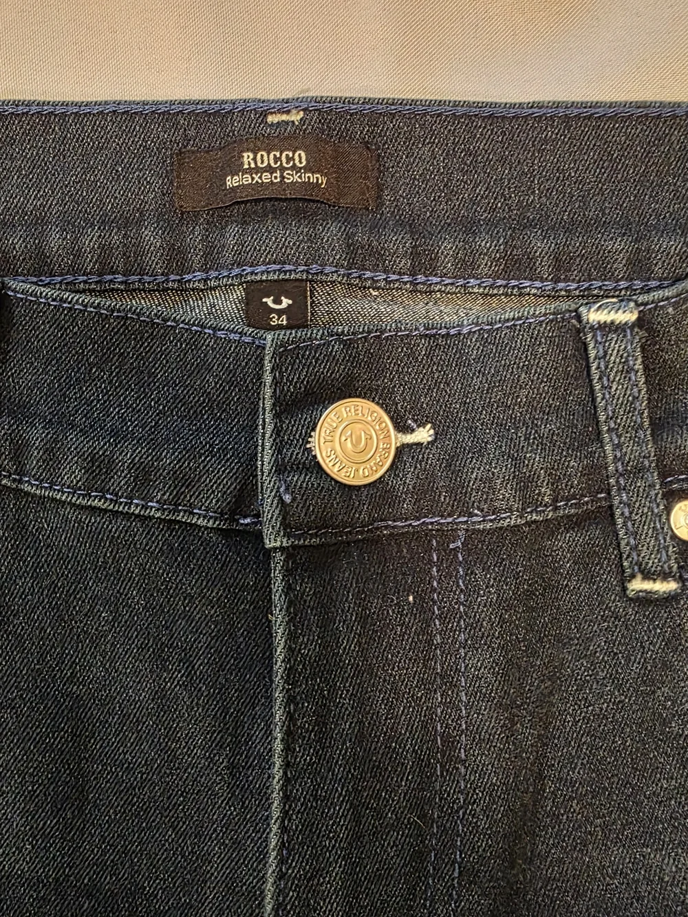 True Religion Dark Indigo Back Pocket Jeans With Flap. NWOT